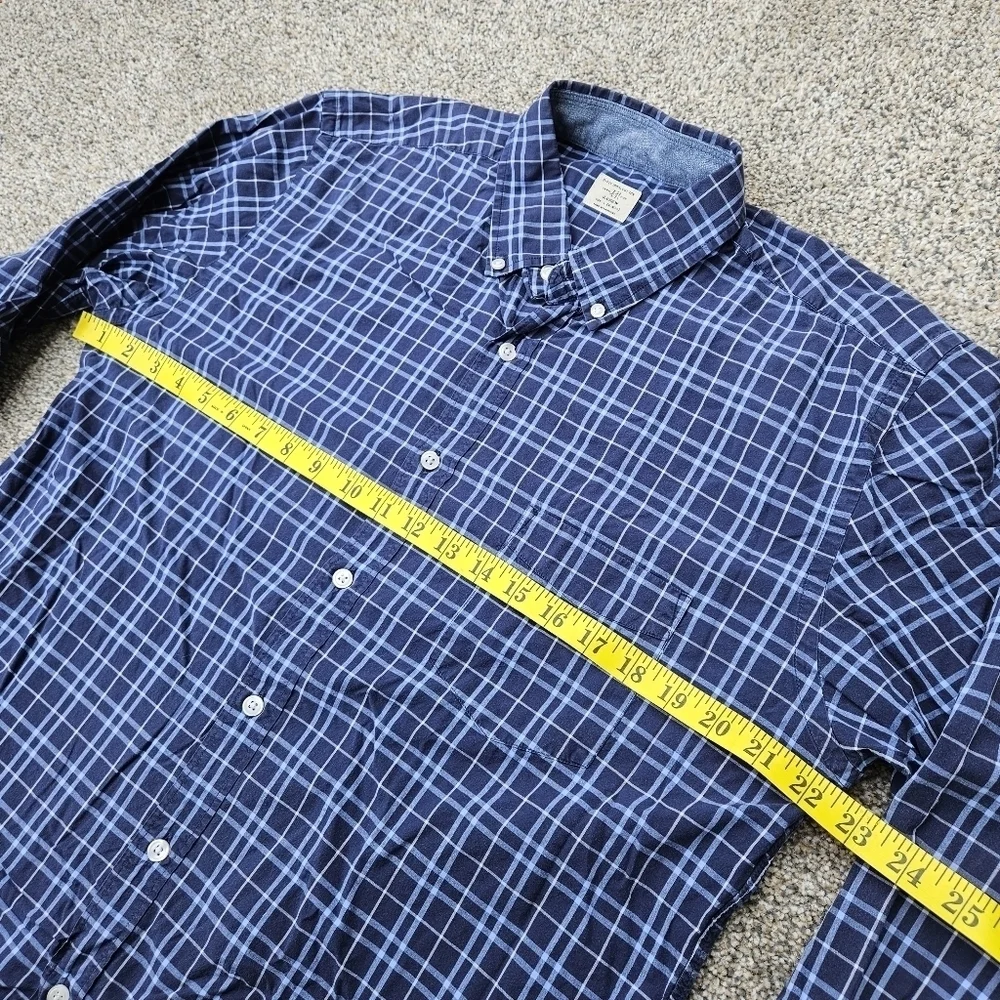 J. Crew Vintage Classic Blue White Button Down Long Sleeve Shirt Mens Size Large